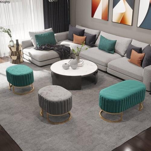 Luxury Shoes Stool Ottoman Pouf Bench Home Door Dress Hotel Bar Cafe Store Long Sofa Rest Stool Kid Velvet Soft Vanity Chair L