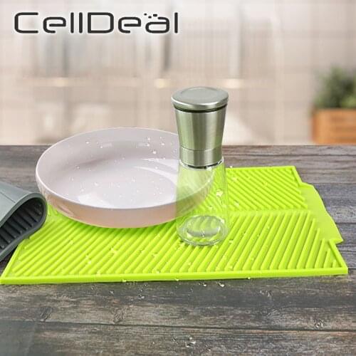 Silicone Drying Mat Dish Bowl Tableware Sink Draining Rack Kitchen Foldable Home Heat Resistant Placemat Rectangle Table Mat