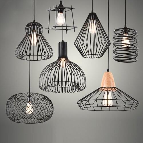Modern industry Metal Cage Room LED Pendant Light Contracted Bedroom Corridor Pendant Lamp Kitchen Balcony Hanging Lighting