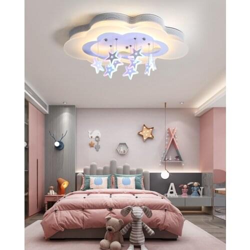 Led Ceiling Lamp White Creative Stars Childrens Home Bedroom Lamp Boy Nordic Simple Modern Princess Cute Girl Warm And Romantic