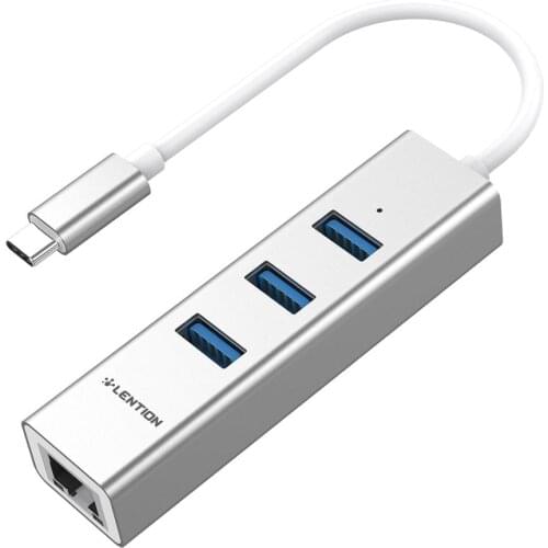 Lention Type-C USB 3.0 Hub usb-c Ethernet to RJ45 100M/1000M Multi High Speed USB 3.0 Docking Station for Macbook C Port Devices