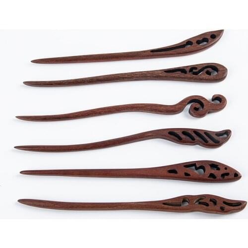 Vintage Handmade Wooden Green Sandalwood Hairpins Women Hair Pin Ancient Chinese Headdress Jewelry