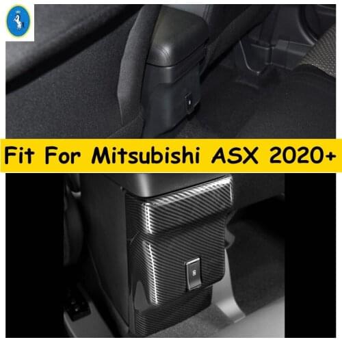 Rear Armrest Box Air Conditioning AC Vent Anti Kick Panel ABS Carbon Fiber Look / Matte Cover Trim For Mitsubishi ASX 2020 2021