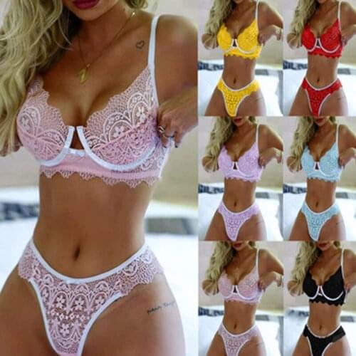 S-5XL Plus Size Sexy Underwear Set for Women Babydoll Lingerie Set Yellow Red Pink Hollow Out Lace Lingere Erotic Costume