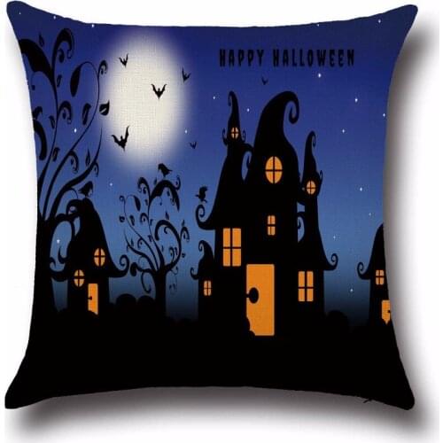 1PC Halloween Horror house pumpkin Linen square decorative pillows covers cushion cover decorative throw pillows case OU 019