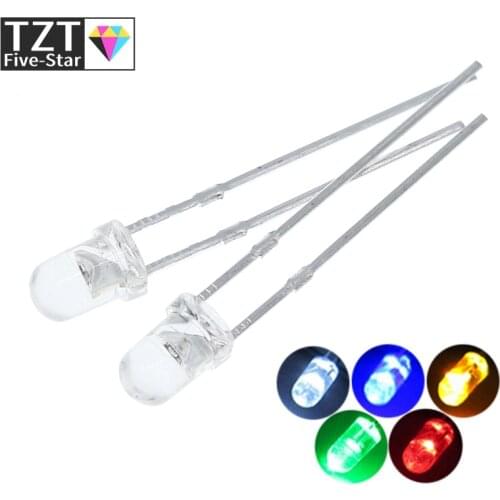 10pcs/lot F3 5 Colors Ultra Bright 3MM Round Water Clear Green/Yellow/Blue/White/Red LED Light Lamp Emitting Diode Dides Kit