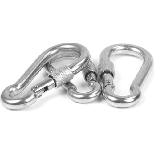 10PCS/LOT M4/5/6/7/8 SUS304 Carabiner With Screw Lock Snap Hook Safety Buckle EDC Keychain Secure Carabiner Snap Hook