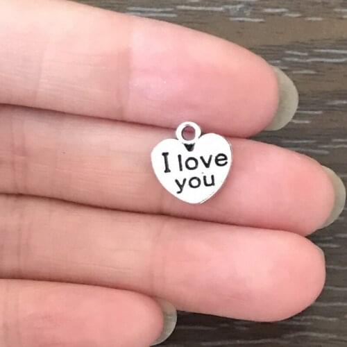 20PCS Bohemian SMALL I Love You Heart Charm Zinc Alloy Valentine Pendant Charm for Bracelet Necklace Earrings Jewelry Making