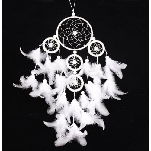 5 Ring Dream Catcher White and Pink Home Decoration