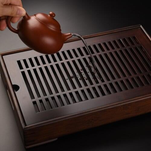 Bamboo Water Storage Type Tea Tray Chinese Small Household Serving Board Kung Fu Teaset Simple Dry Foam Wooden Trays