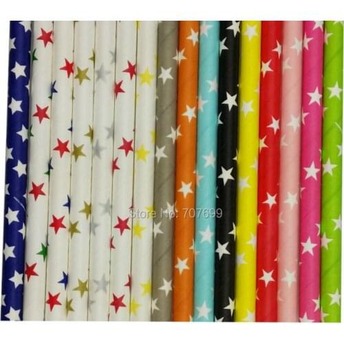 Free shipping Star Paper Straws, Drinking Paper Straws Drinking Straws yellow and 9 colors mix 1800pcs Mix Colors Accept