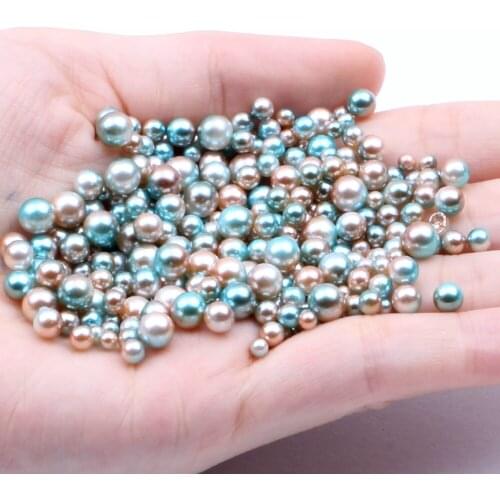 No Hole Round Pearls Imitation Pearls Small Pack 6mm 300pcs RainBow Color Dresses DIY Jewelry Nail Art Decorations