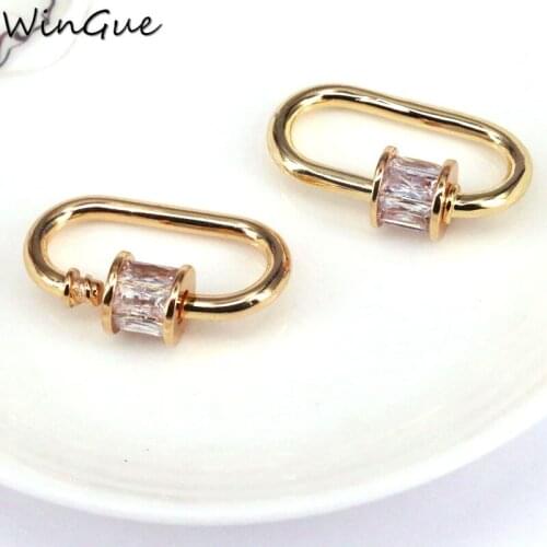 CZ Micro Pave Screw On Carabiner Clasp, Jewelry Oval Connector for Thick Link Chain Clip Chain, Choose Color