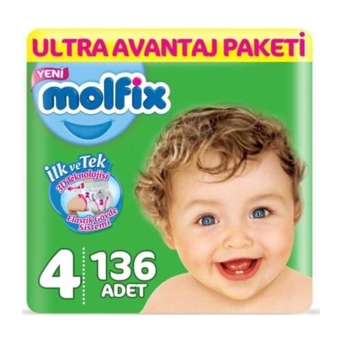 Molfix Baby Diaper 4 Size Ultra Advantage Pack 136 Pcs