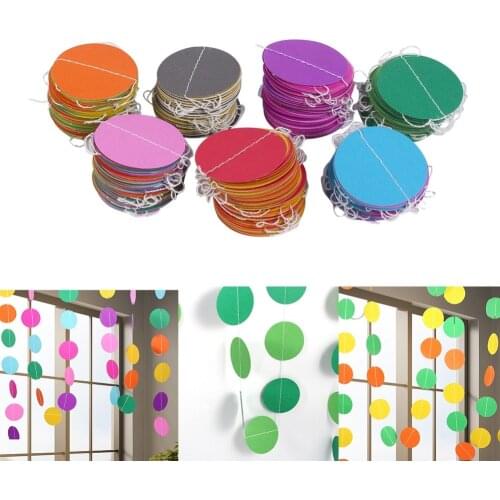 Hot Selling 4M Colorful Round Hanging Paper Circle Garland String Chain Home Wedding Party Decoration New