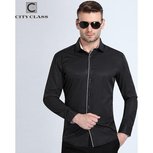 City Class 2018 Mens Dress Slim Fit Shirts Business Long Sleeve Men Shirt Camisas Para Hombre Wash And Wear Comfortable 1901