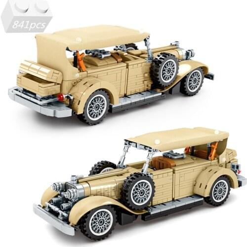 City High-tech Retro Vintage Car KB-V12 Vehicle Building Blocks Kit Bricks Creator MOC Classic Model Kids Toys For Children Gift
