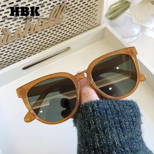 HBK New Fashion Popular Round Sunglasses For Ladies Men Classic Polarized Big Frame Luxury Oculos De Sol Gafas UV400