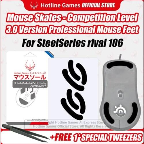 Hotline Games 3.0 Mouse Skates Mouse Feet Replacement for SteelSeries Rival106 Gaming Mouse,Smooth, Durable,Glide Feet Pads