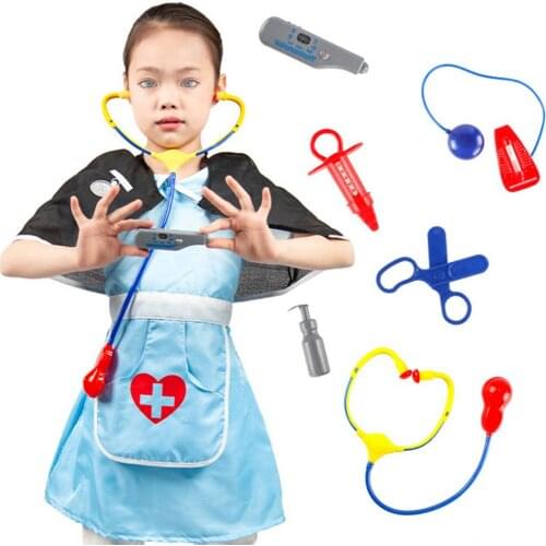 Simulation Doctor Nurse Work Children Uniform Surgical Shirts Halloween Costume Kids Cosplay Baby Toys Set Fancy Party Birthday