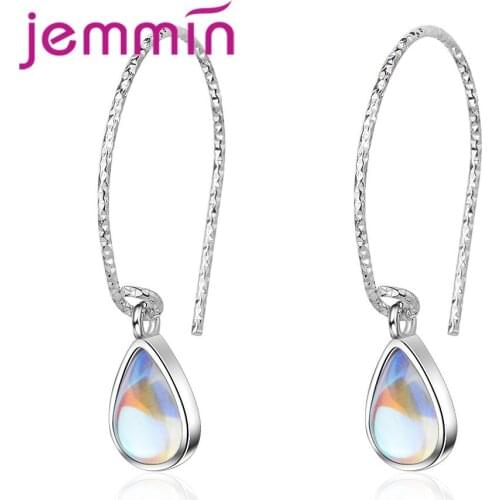 Exquisite High Quality Colorful Water Drop Opal Stone For Sweet Girlfriend Valentines Gift 925 Sterling Silver Earring