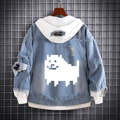 Game Undertale blue denim Jacket Sans Papyrus Cosplay Costume men women thick Coat slim fit Hoodie Outwear Jackets