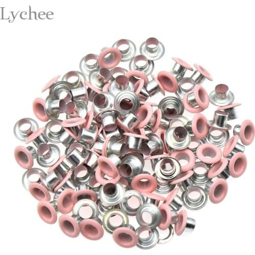 Lychee Life 100pcs Metal Eyelets Grommets for Leather Craft DIY Handmade Scrapbooking Accessories