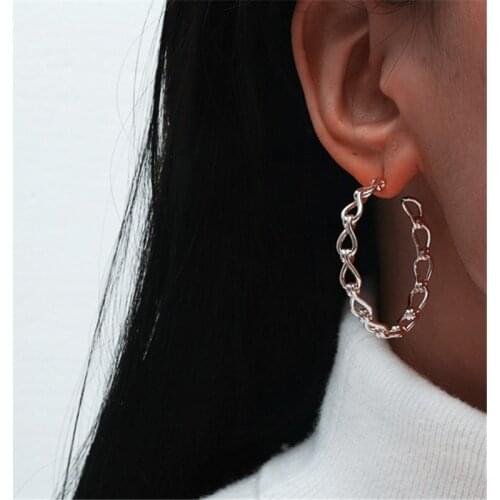 MANGOSKY 925 Silver Small Chain Style Earrings 925 Silver Auricular Needle 1 Pair For Women