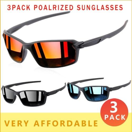 3 PACK Sports Polarized Sunglasses Men Fashion Driving Fishing Square Sun Glasses Male Ultralight Eyeglasses Frame UV Goggles N6