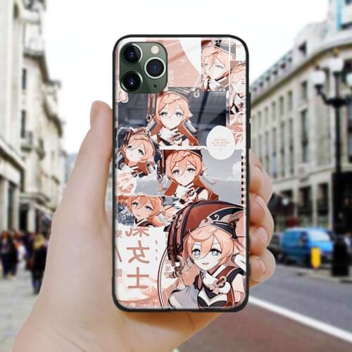 Genshin impact yan fei design Soft Silicone Glass Phone Case Cover Shell For iPhone SE 6 6s 7 8 Plus X XR XS 11 12 Mini Pro Max