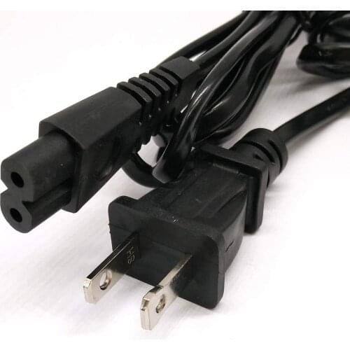 4.6Ft 2 Prong Ac Wall Cable 2 Slot Power Cord for Led LCD Tv Printer Ps2 Ps3 Slim Ps4 Apple TV Dell Sony Asus Toshiba