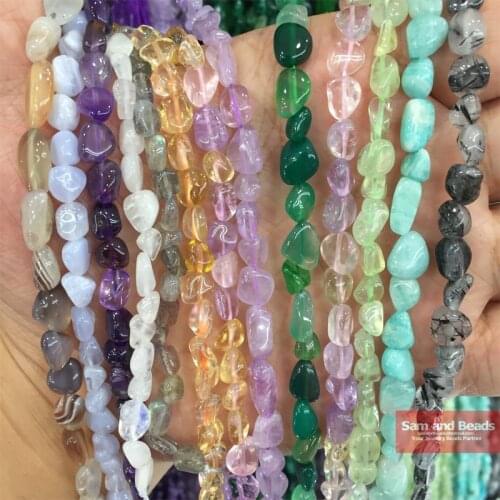 Natural Stone With Gravel Irregular Shape 8-10mm Beads Strand 15" Crystal Amethysts Quartz For DIY Bracelet Necklace GISB01