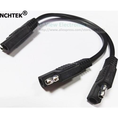 NCHTEK BLACK 1 to 2 SAE Power Extension Cable Adapter Connector 2Pin Quick Connect Disconnect Plug About 30CM/Free Shipping/1PCS