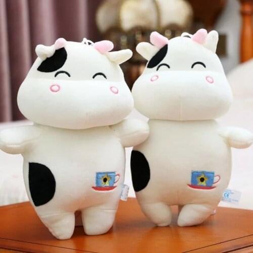 25cm New Cute Soft Cow Plush Toy Kawaii Animal Plush Stuffed Doll Cartoon Animal Toy Sleeping Pillow Baby Children Gift