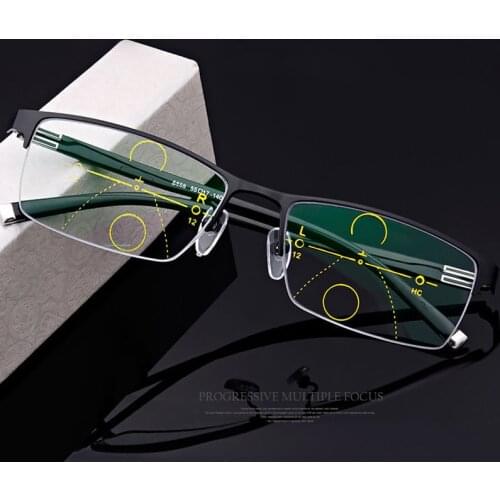 MGHBHS High grade alloy anti-blue light reading glasses, progressive multi-focus reading glasses for both men and women