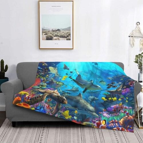 Dolphin Playground Blanket Fleece Spring Autumn Animal Ocean Lightweight Throw Blankets for Sofa Couch Bedding Throws
