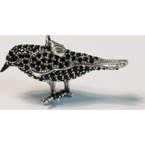 925 Sterling Silver Zirconia-pave Crow Raven Necklaces Pendants, Most Fashion Jewelry Pendant Fit Chain Necklace for Women Men