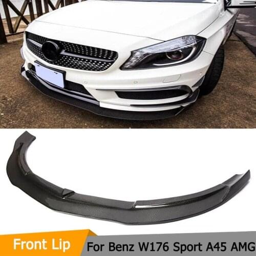 For W176 Carbon Fiber Front Lip Spoiler for Mercedes Benz A Class A180 A200 A260 A45 2013-2016 Head Bumper Chin Shovel