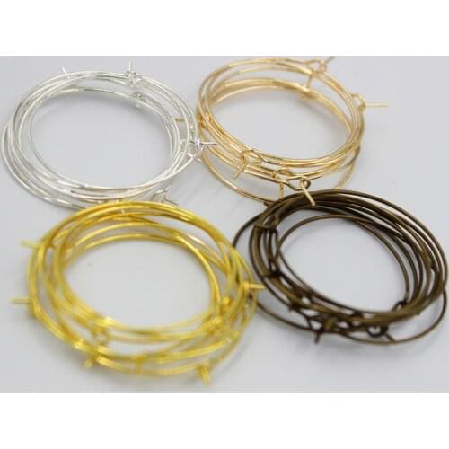 50pcs/lot 20 25 30 35mm Earloops Ear Loop Big Circle Ear Wire Hoops Earrings Settings Wires for DIY Earrings Ear Jewelry Making