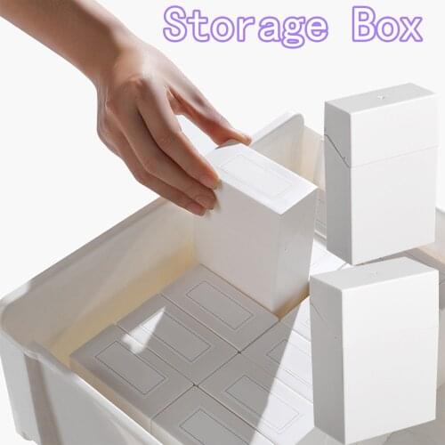 1pc Plastic Storage Box Lid Desktop Flip Label Sorting Storage Box Multifunctional Home Drawer Storage Box Easy Open Close