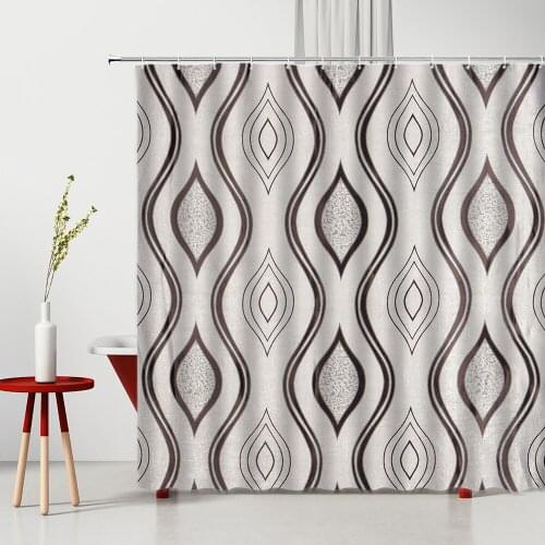 Printed Simple Geometric Bathroom Shower Curtain European Style Creativity Stripe Home Background Decor Bath Hanging Cloth Set
