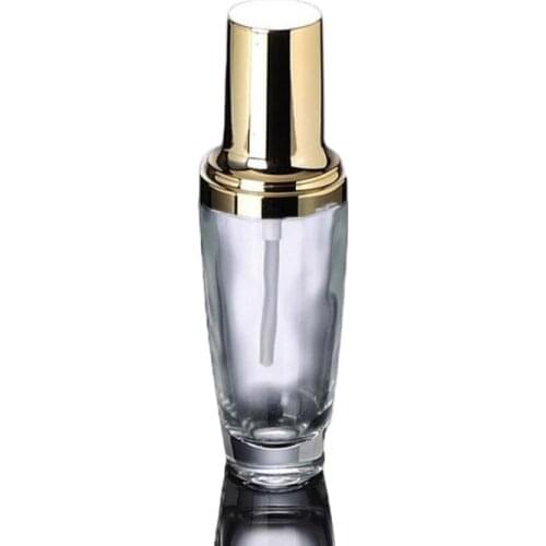 30ML transparent glass bottle with golden press pump for serum/lotion/foundation/emulsion Cosmetic Packaging