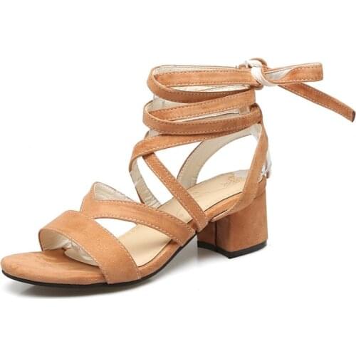 Big Size 9 10 11 12 13 14 15 16 high heels sandals women shoes woman summer ladies Roman sandals with thick heels and straps