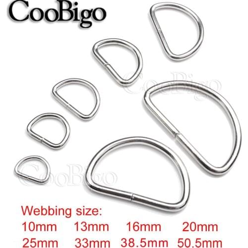 Silver Metal D Ring Buckle Clip Dee Rings and Clasps for DIY Pet Collar Strap Backpack Bag Accessories Belt Hardware 50Pcs