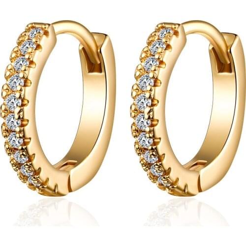 Simple Cubic Zirconia Small Hoop Earrings for Women Classic Gold Silver Color CZ Tiny Round Circle Earrings Girls Fine Jewelry