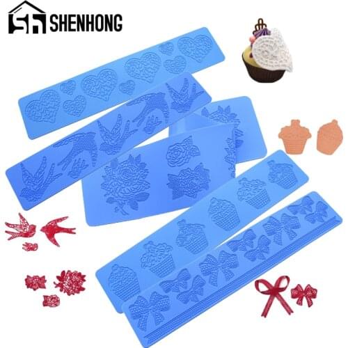 SHENHONG Silicone Cake Molds Dessert Decoration Embossing Fondant Moulds Baking Tools Sugarcraft Lace Mat Kitchen Bakeware