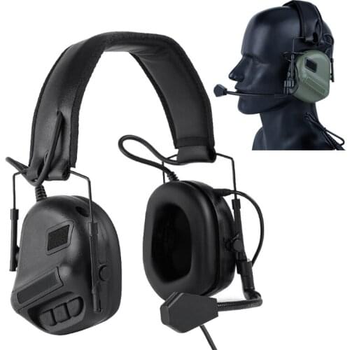 Tactical Headsets Military Standard Shooting Earmuff use with PTT Walkie Talkie Radio Airsoft Outdoor Sports Tactical Headphone
