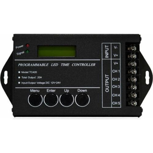 TC420 5 Channels Time Programmable Time Dimmer Controller DC12V-24V 20A RGB LED Light Strip