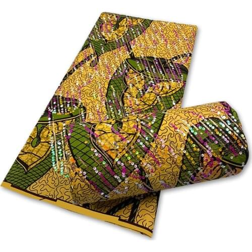 Best Quality 100% Cotton African Sequinse Ankara Wax Fabrics Soft Prints Materials 6Yards Tissu Sewing For Lady Dress Wear