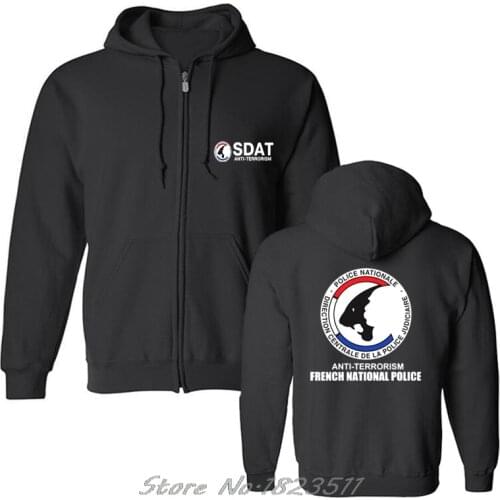 New Fashion Men Fleece Hoodie French Police Sdat Anti Terrorism Military Sweatshirt Hip Hop Hoody Jacket Tops Streetwear
